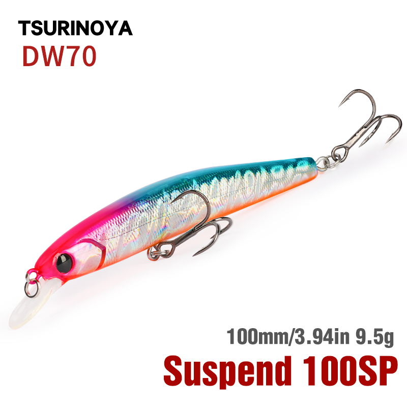 TSURINOYA-Supending 낚시 루어 DW70 100SP 미노우 피싱 루어 100mm 9.5g, 인공 스윔베이트베이스 루어 미노우 하드 베이트